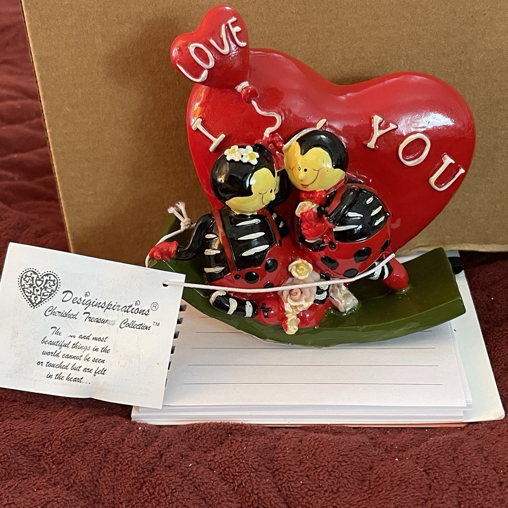 Designspirations Ladybug Love Heart Figurine Cherished Treasures Valentine Decor